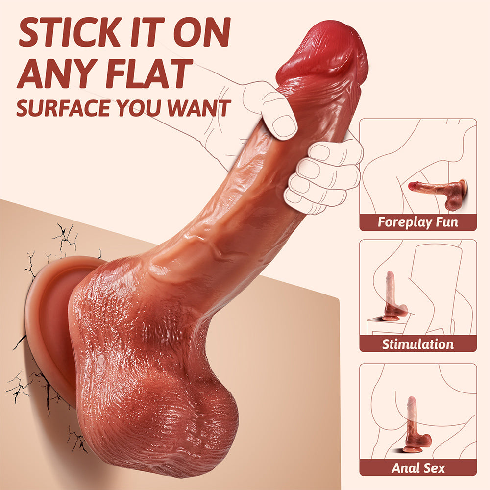 Dildo Vibrating Dildo - 7.9 Inch Soft Silicone Anal Dildo with 8 Vibration Modes Strong Suction Cup