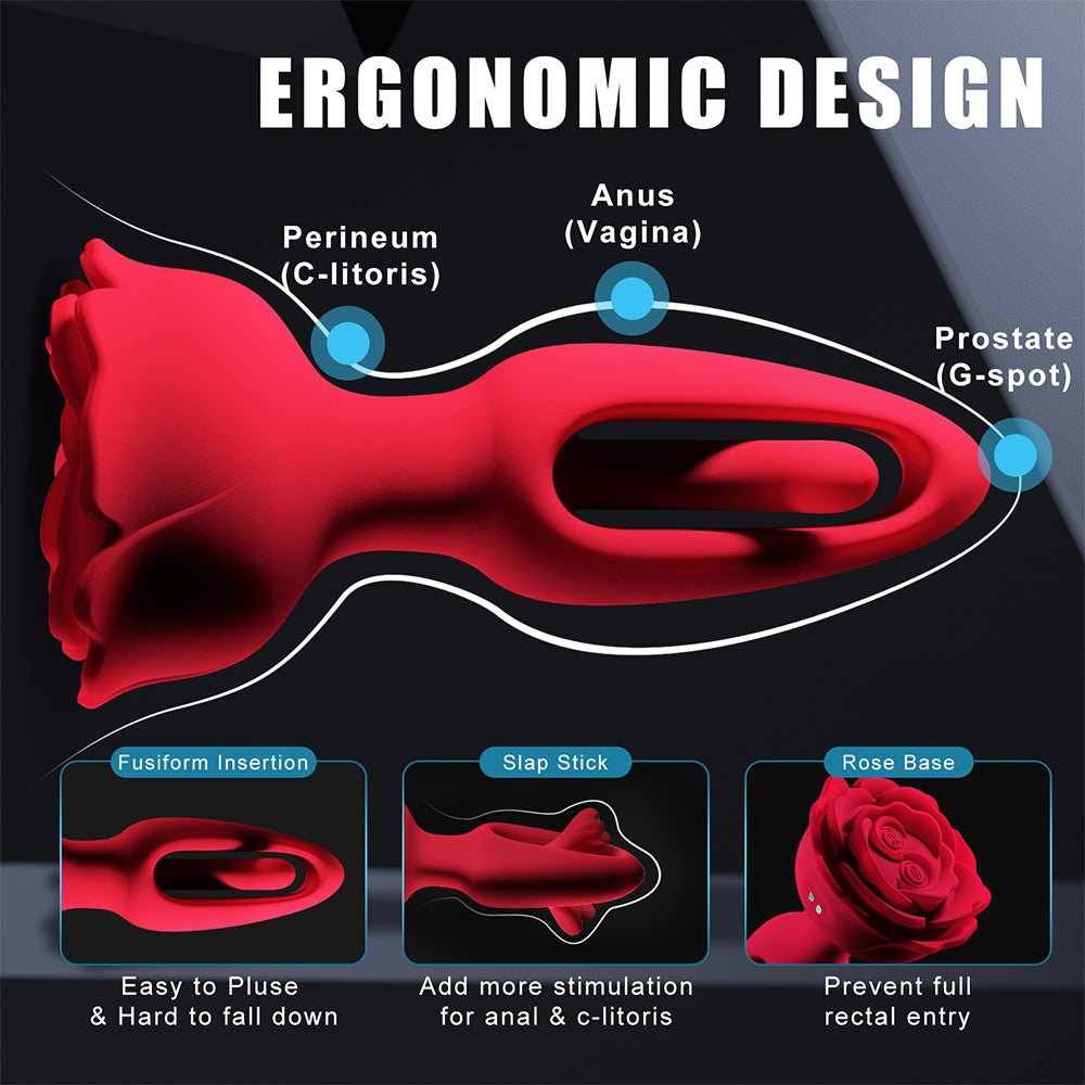 Vibrating Anal Plug Sex Toys - Rose Butt Plug Anal Toys with 9 Vibration & Flapping Modes Remote Control