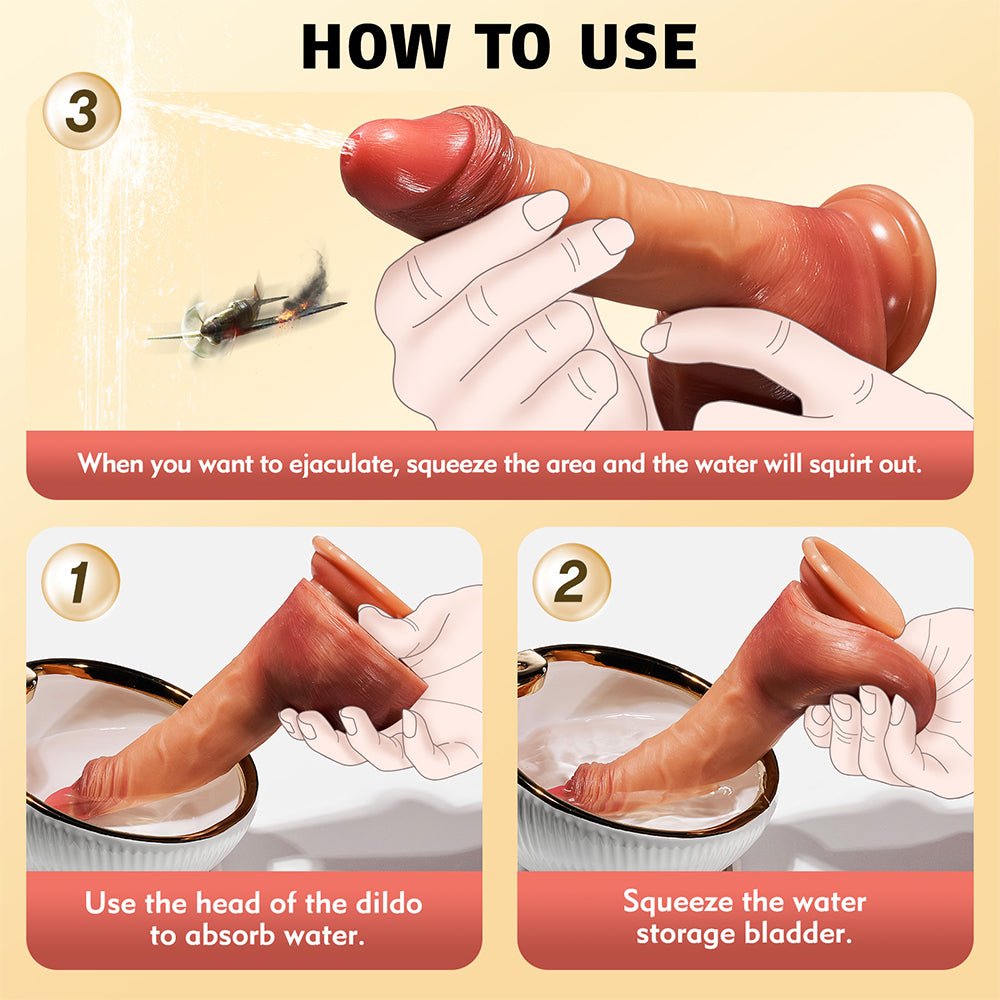Realistic Squirting Dildo for Women 8.3'' Soft Silicone Ejaculating Dildos with Strong Suction Cup