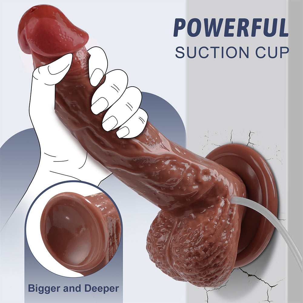 Realistic Squirting Dildo Ejaculating Penis for Beginners with Strong Suction Cup for Hands-Free Play