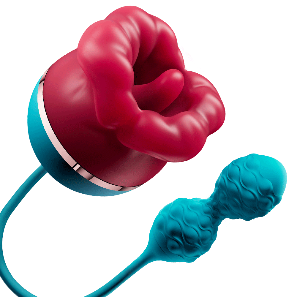 Sex Rose Big Mouth Vibrator - 9 Tongue Licking & 6 Thrusting G Spot Dildo