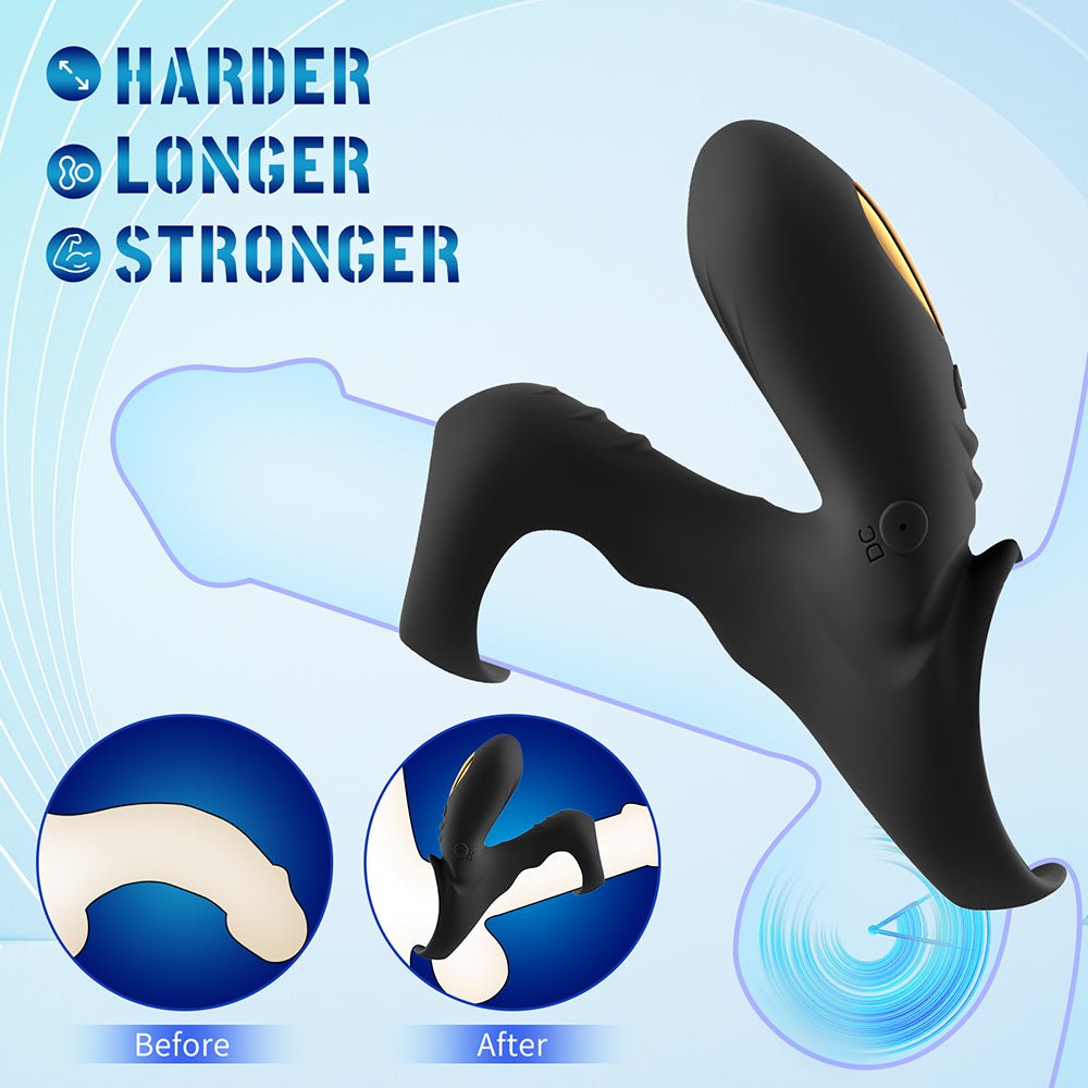 Vibraring Cock Ring Sex Toy for Men, 9 Vibrating Modes Male Penis Ring with G-Spot Clitoral Stimulator