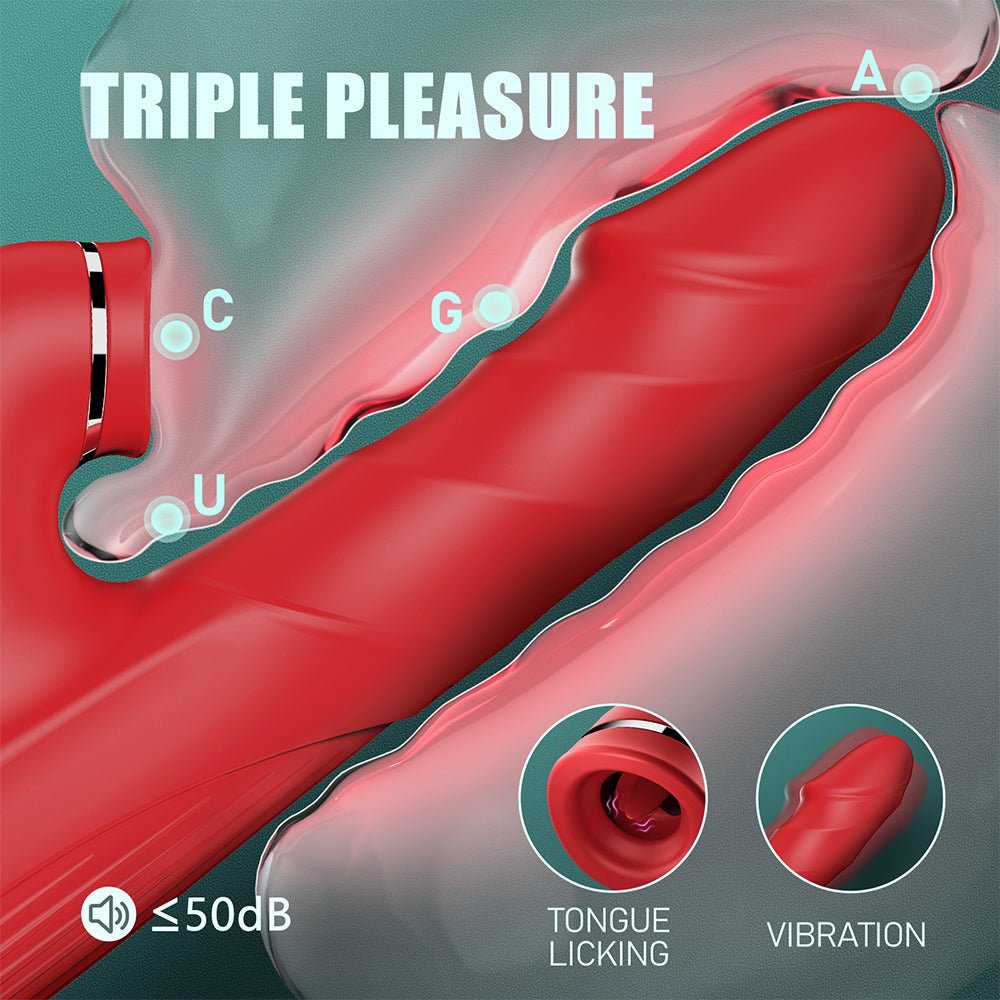 Thrusting Dildo for Women Adult Toys G Spot Vibrator Clitoral Stimulator with 10 Tongue Licking & 10 Vibrating Modes & Heating Function