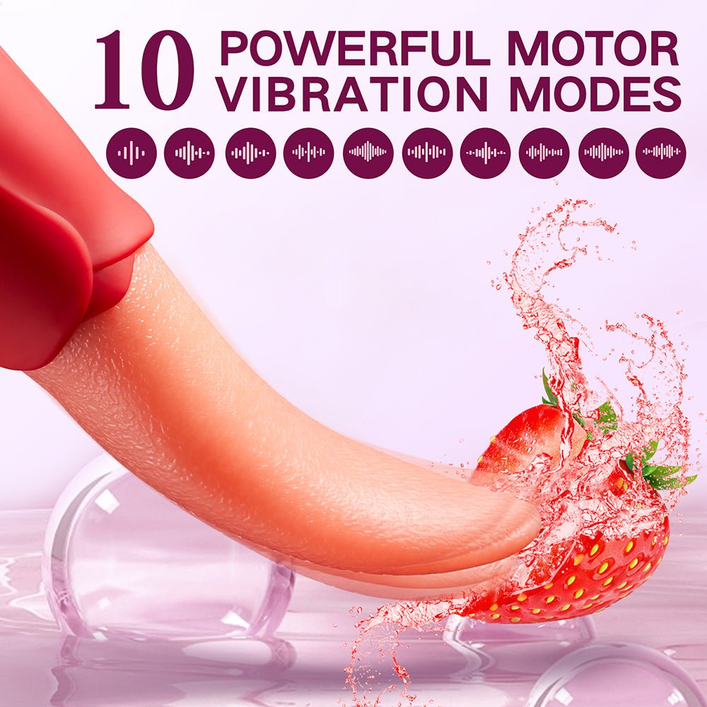 Rose Sex Toy Vibrator for Women - Clitoral G Spot Stimulator with 10 Tongue Licking Vibration Modes