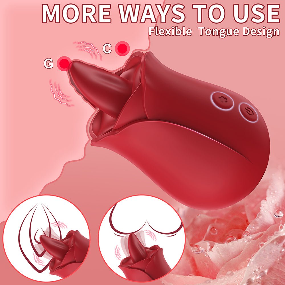 Rose Toy for Woman ,Clitoral Nipple Stimulator with 10 Vibrating Modes, Rose Adult Sex Toys for Woman Pleasure, Tongue Licking Vibrator Toy for Man and Couple