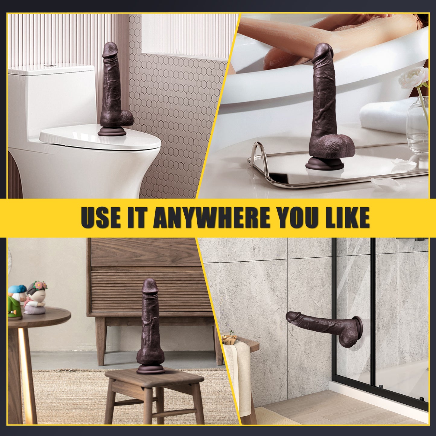 Thrusting Dildo Adult Sex Toys, Remote Control Heated Black Realistic Dildos With 9 Thrusting & Vibrating Modes For G-Spots Clit Anal Stimulater