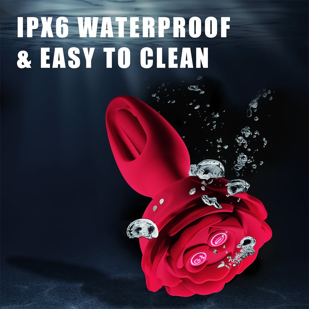 Vibrating Anal Plug Sex Toys - Rose Butt Plug Anal Toys with 9 Vibration & Flapping Modes Remote Control