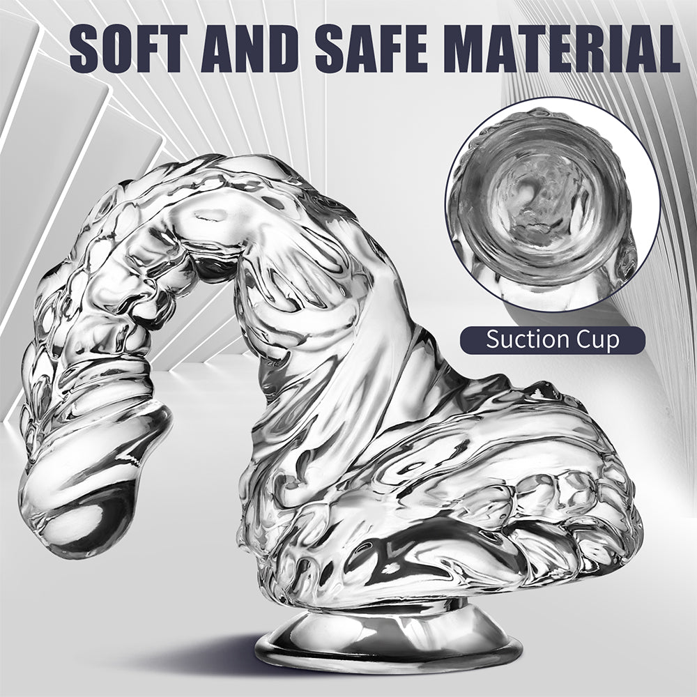 LPJXVU 9 Inch Clear Realistic Dildo, Bad Dragon Dildo with Soft Material and Powerful Suction Cup