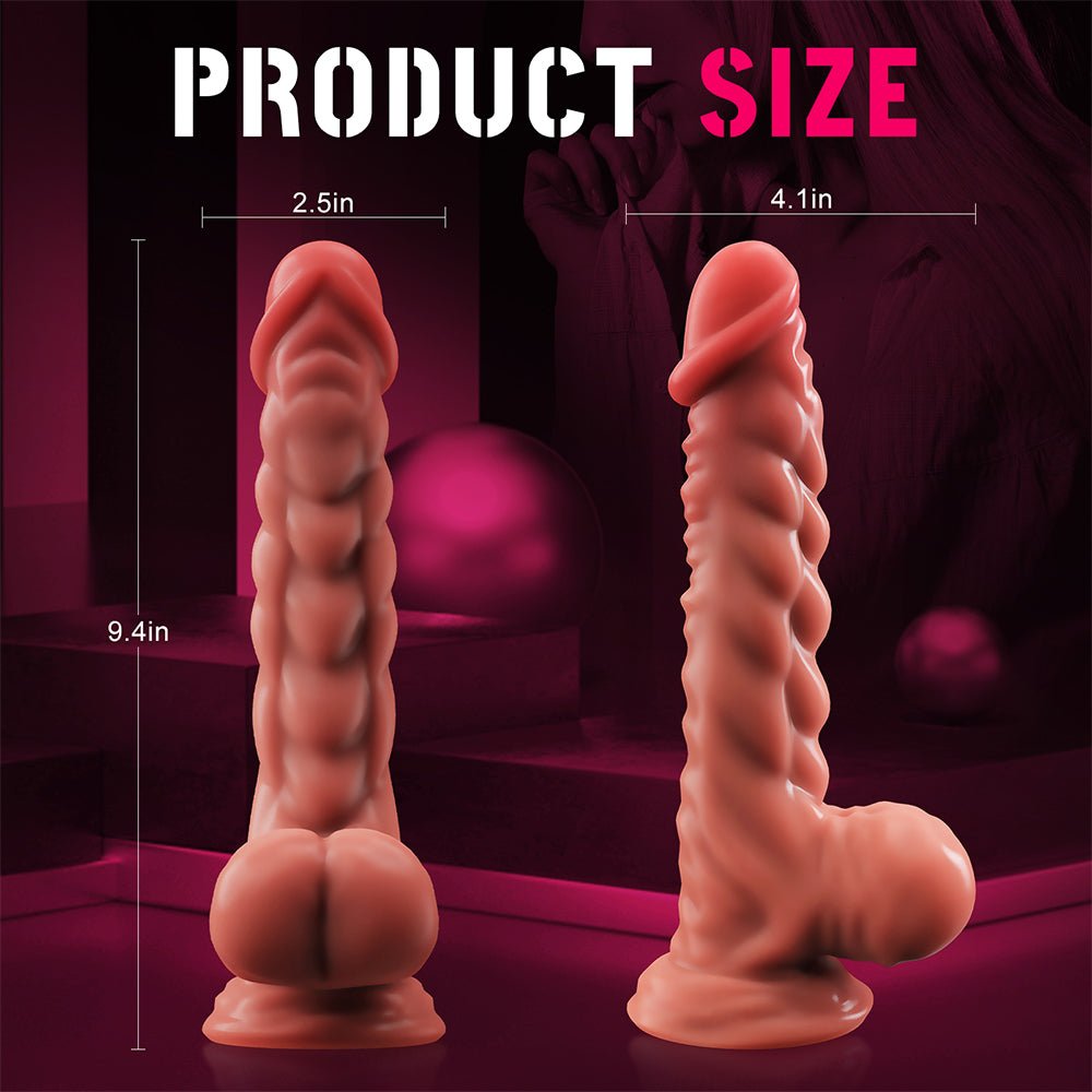 Realistic Manual Dildo for Women- 9.6" Fantasy Silicone Dildo with Strong Suction Cup