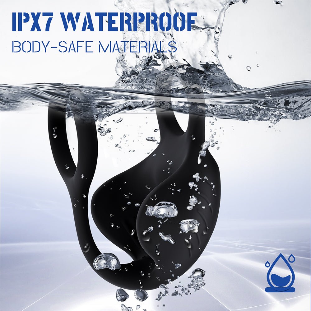 Vibrating Double Penis Cock Ring, 3 in 1 Male Vibrator Penis Ring with 10 Vibration Modes for Prostate Massager