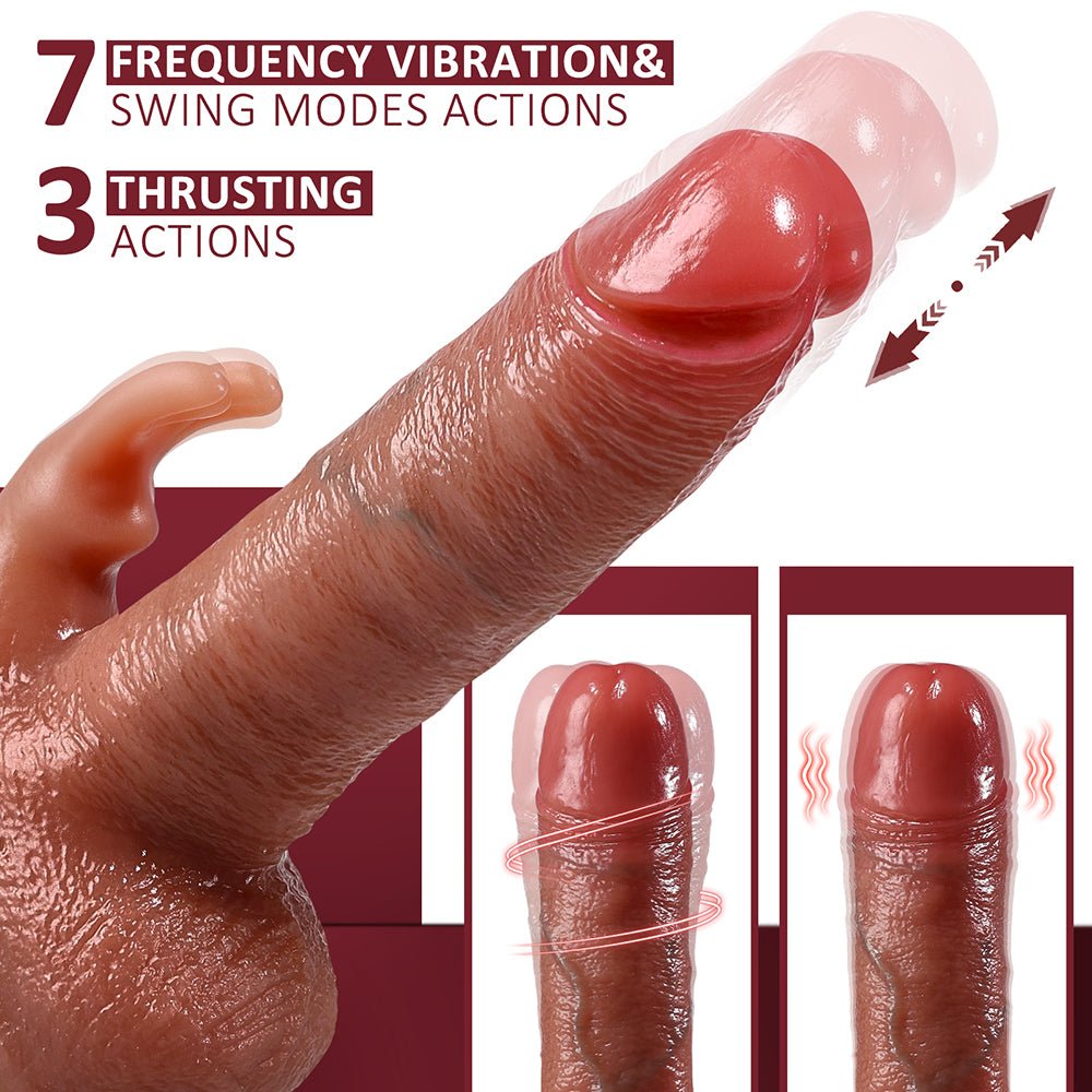 Thrusting Dildo G Spot Rabbit Vibrator Realistic Dildos Clitoral Stimulator with 3 Thrusting and 7 Vibration Modes