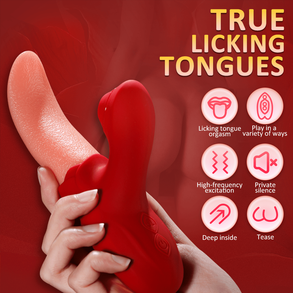 Powerful Stimulation Vibrator: Rose Tongue Licking Clitoris & Nipple Stimulation Toy