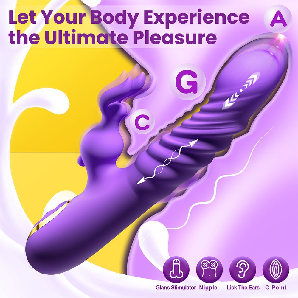 Rabbit Dildos for Clitorial Anal Stimulation,3 in 1 G spot Vibrators Dildo with 6 Twisting & 6 Vibrating Modes