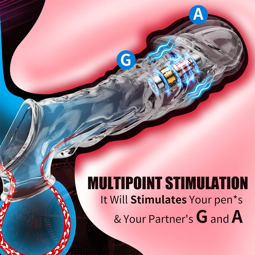 3.6 Inch Clear Cock Sleeve with 10 Vibrating Modes