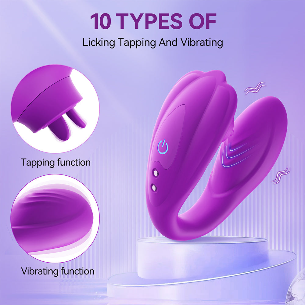 Remote Clitoral G-Spot Vibrator,Couples Vibrator with 10 Tongue Licking and 10 Vibration Modes Female Stimulator