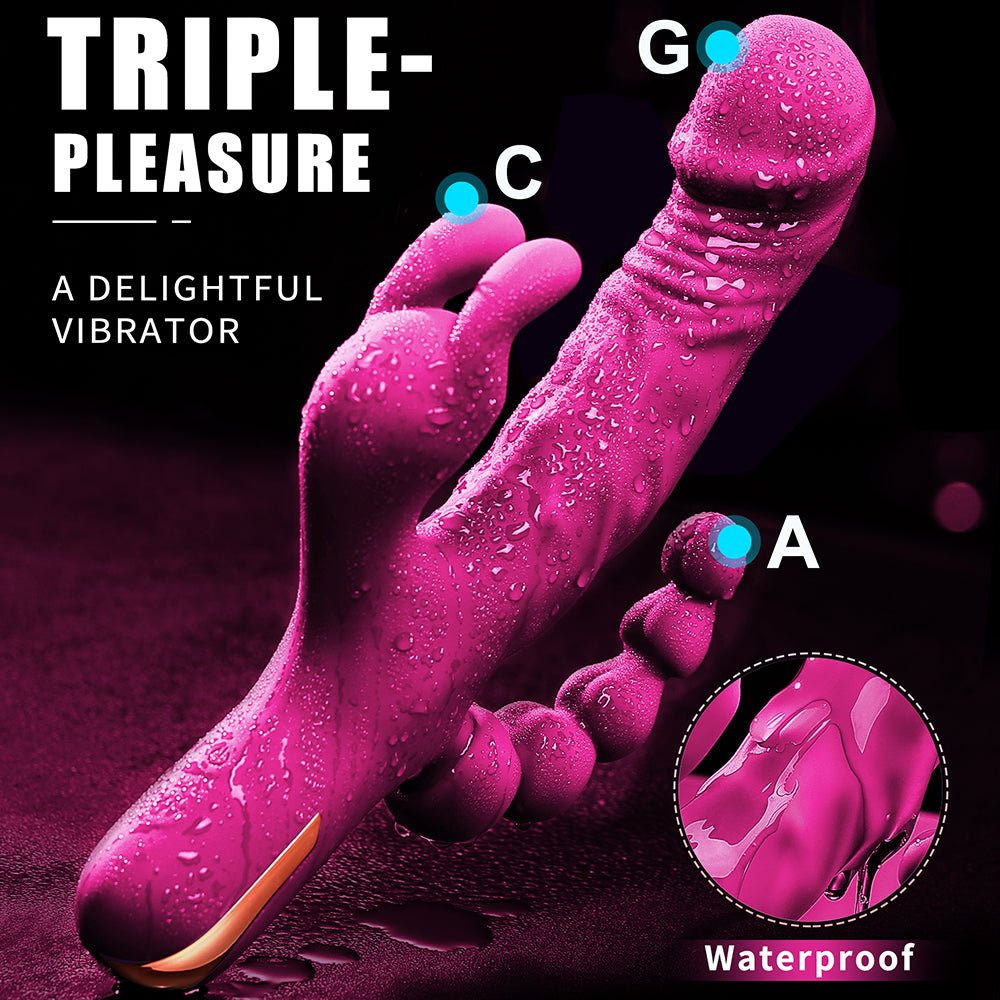 Rabbit Anal Dildo Vibrator Sex Toys -3 in 1 G-Spot Vibrators 10 Vibrating Modes
