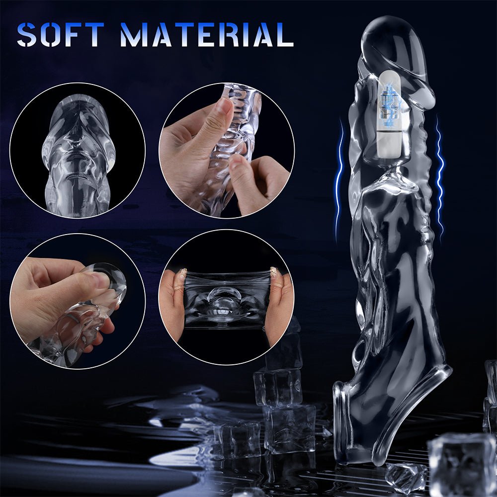 Reusable Penis Sleeve with 3.6 Inch Vibrating Ring