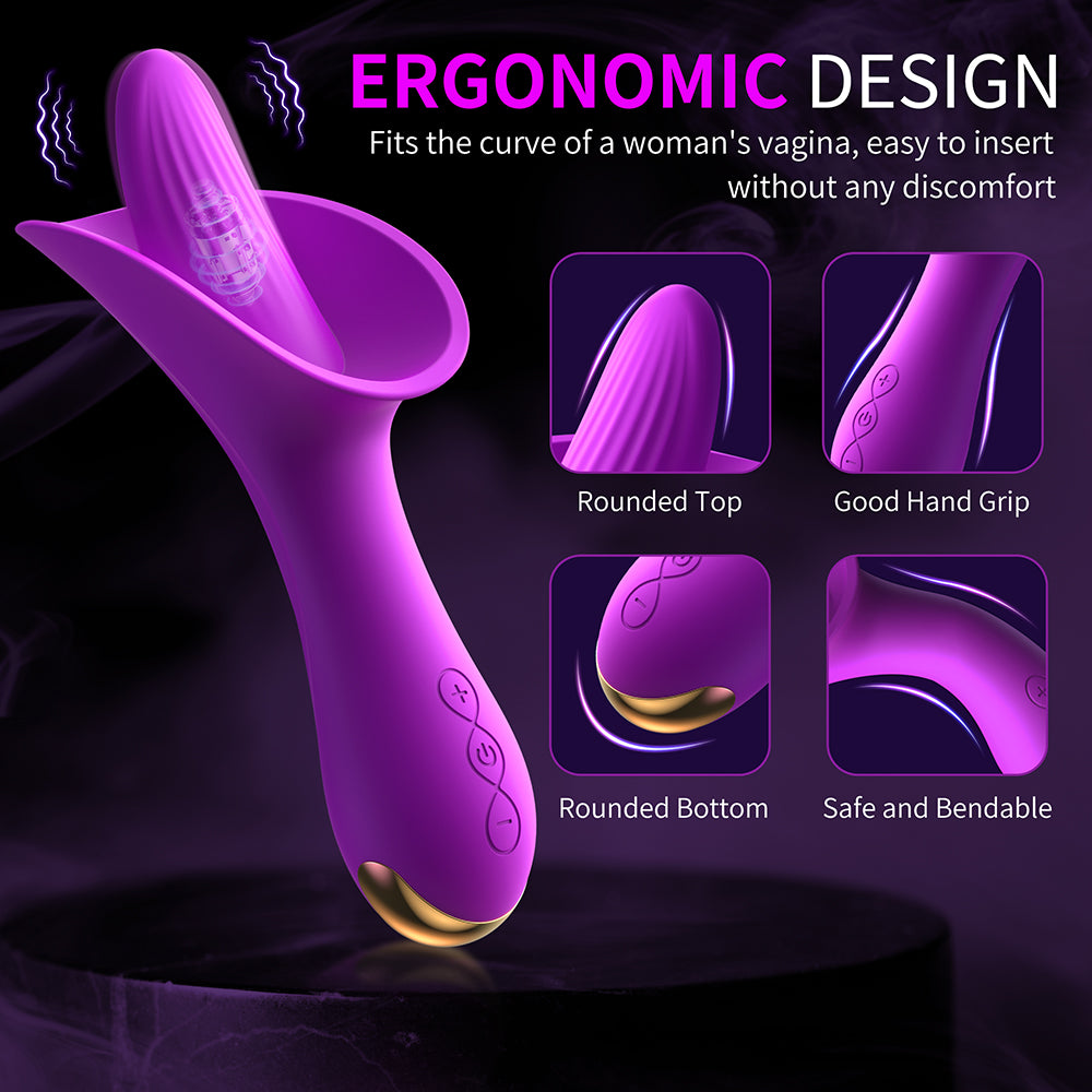 Clitoral Vibrator Rose Toy for Women & Couples,G-Spot Massager with 10 Tongue Licking Vibration Modes