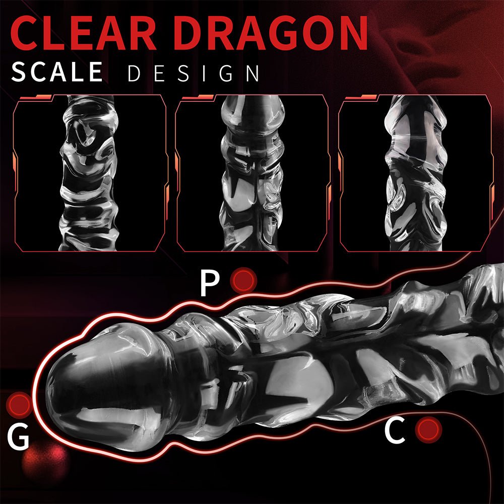 Manual 9.8 Inch Realistic Dildo, Clear Dildo with Strong Suction Cup, Human Safety Material