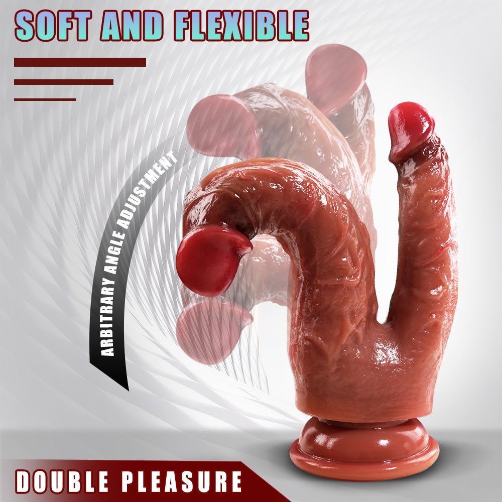 Silicone Double Head Dildo - Realistic Penis with Suction Cups for G-Spot and Anal Stimulation, Ideal for Women and Lesbians