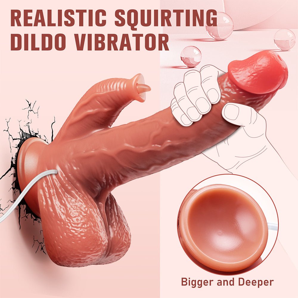 Realistic Vibrating Squirting Dildo for Women - 8.9 inch Ejaculating Dildos Vibrator with 7 Vibration 7 Licking Modes for Clitoral G Spot Stimulation