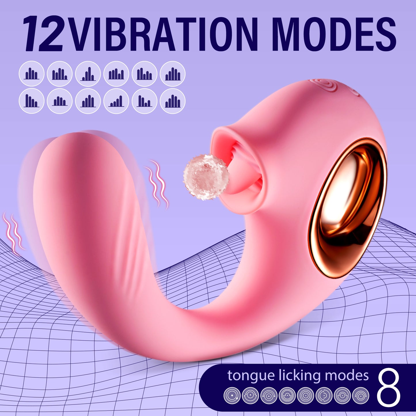 Pink G Spot Vibrator - Double Stimulation Sex Toy with 12 Vibration & Licking Modes