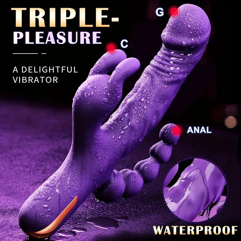 Rabbit Anal Dildo Vibrator Sex Toys -3 in 1 G-Spot Vibrators 10 Vibrating Modes