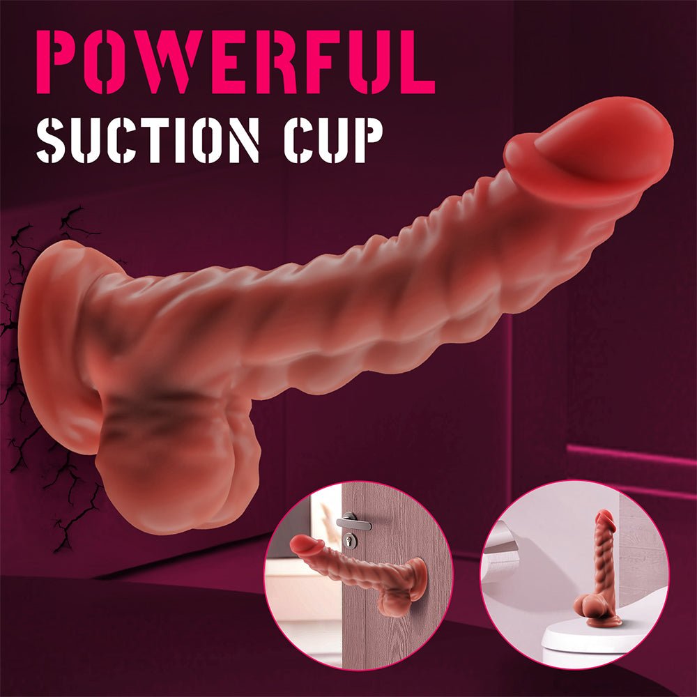 Realistic Manual Dildo for Women- 9.6" Fantasy Silicone Dildo with Strong Suction Cup
