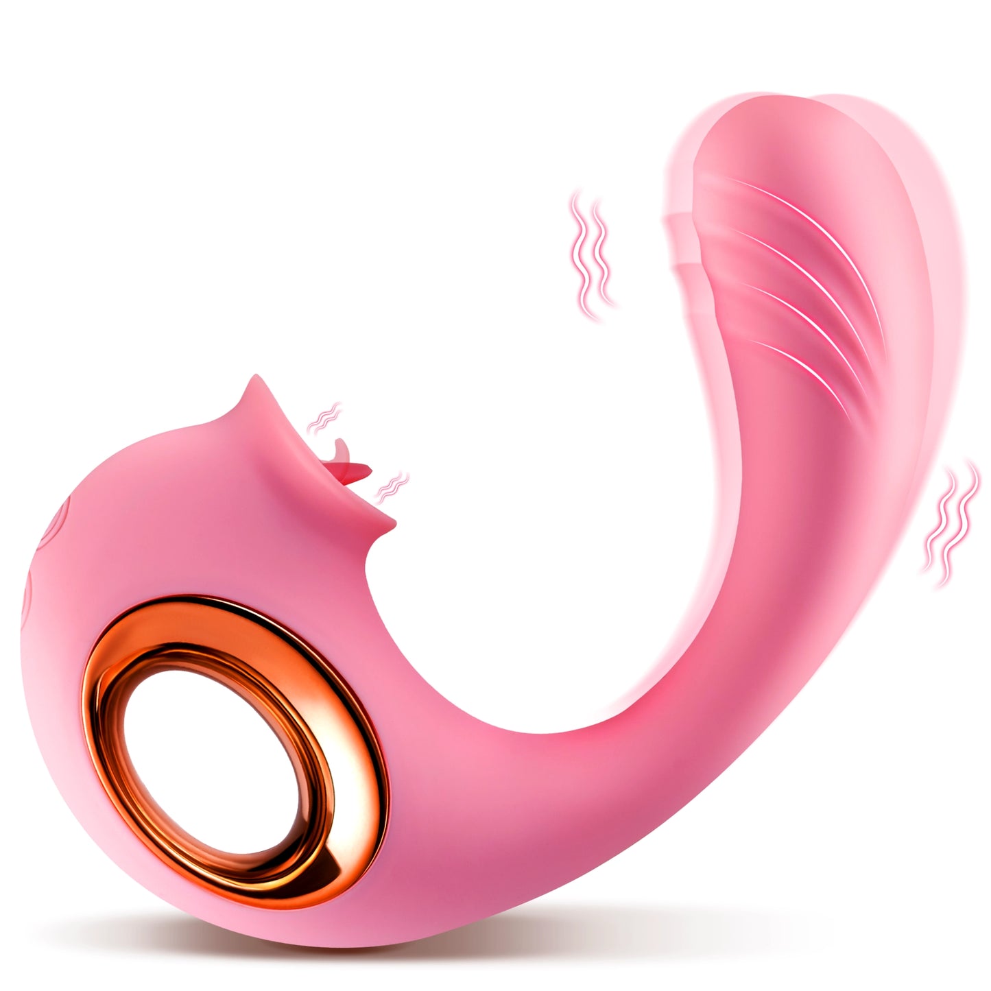 Pink G Spot Vibrator - Double Stimulation Sex Toy with 12 Vibration & Licking Modes