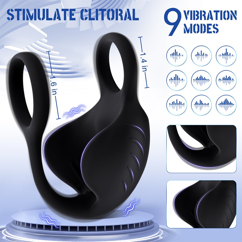 Vibrating Double Penis Cock Ring, 3 in 1 Male Vibrator Penis Ring with 10 Vibration Modes for Prostate Massager