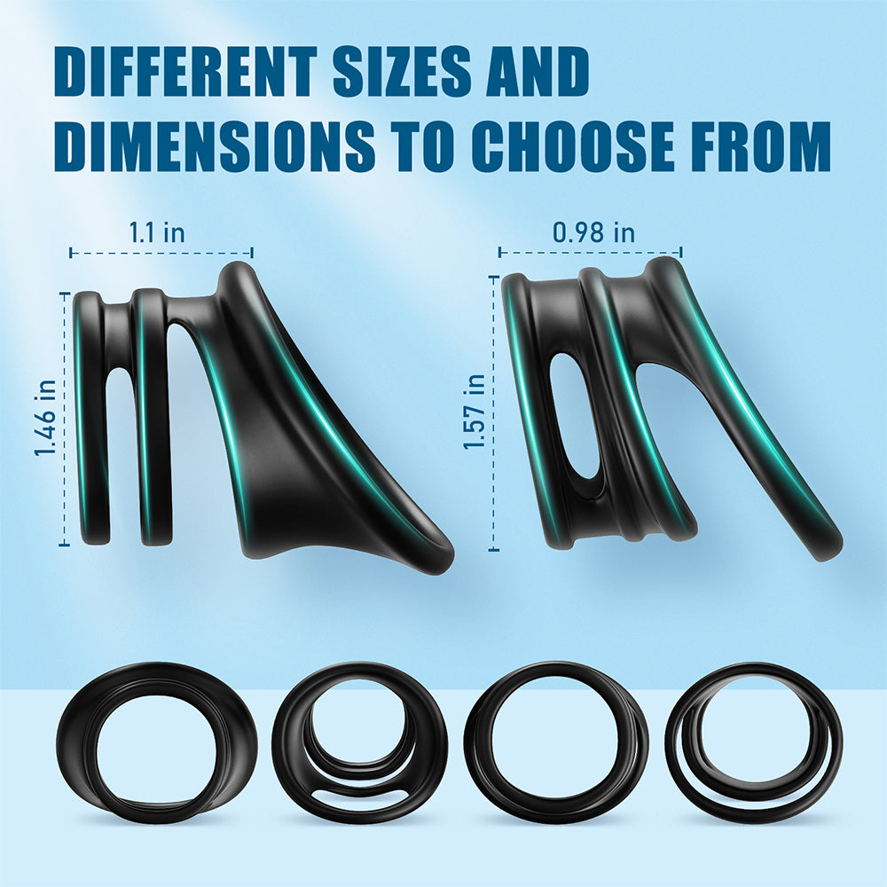 Penis Rings Male Sex Toy - Silicone Cock Rings with 2 Different Style Set for Erectile Enhancement