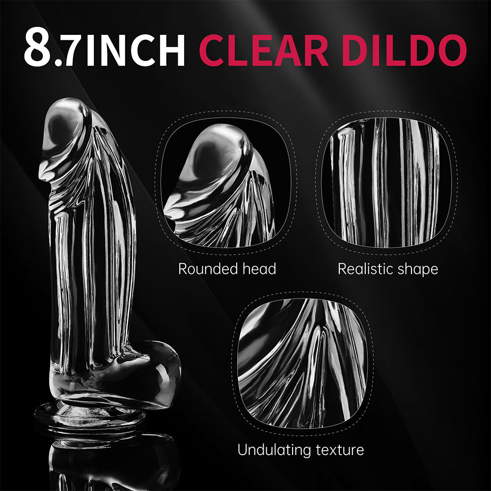 Huge Thick Clear Dildo Sex Toy - 8.7 Inch Big Penis Dildos with Strong Suction Cup
