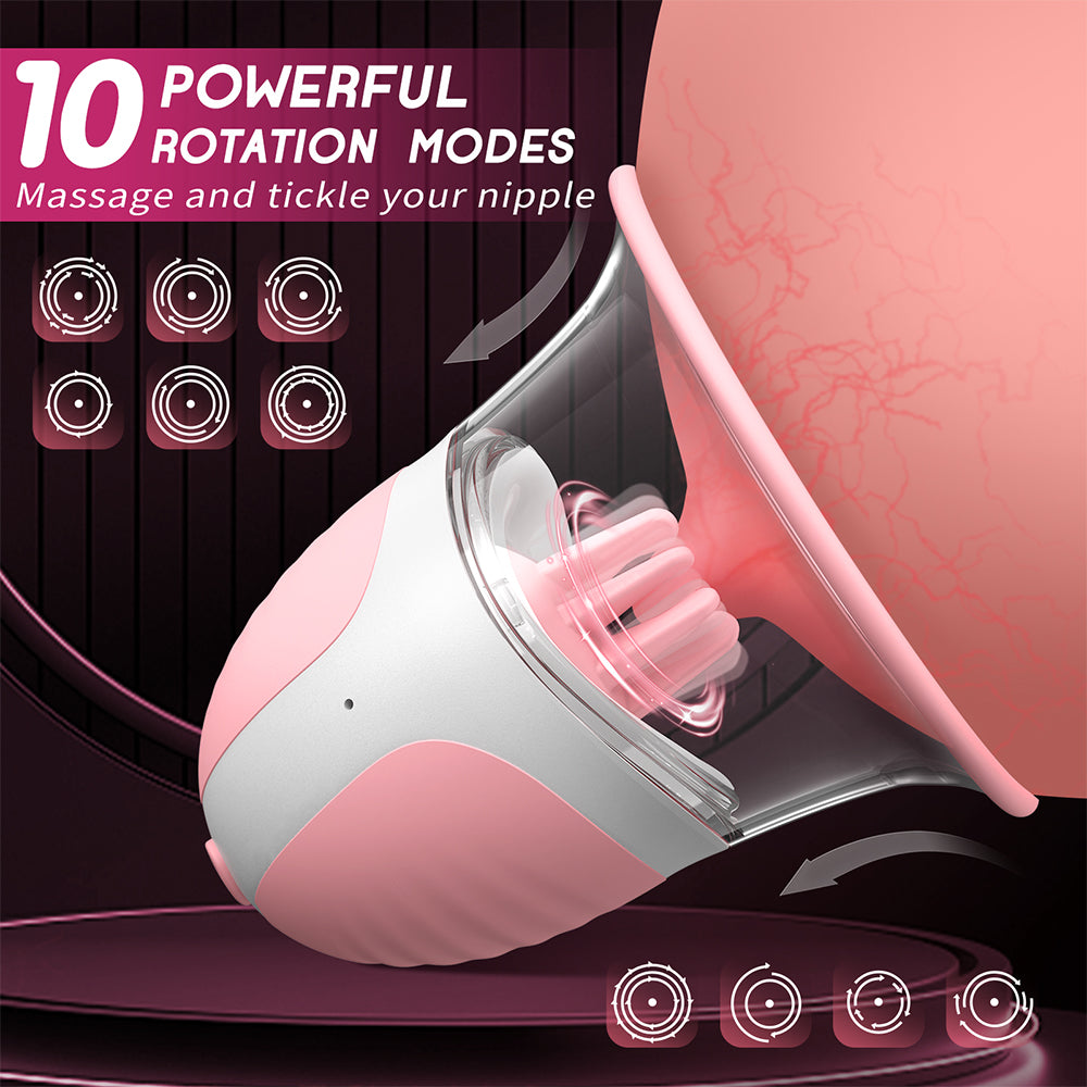 Nipple Sex Toys for Women,Nipple Toy Manual Sucking Stimulator Massager with 10 Vibrator Rotation Modes, 3 Brush Heads Nipple Clamps Adult Sex Toys