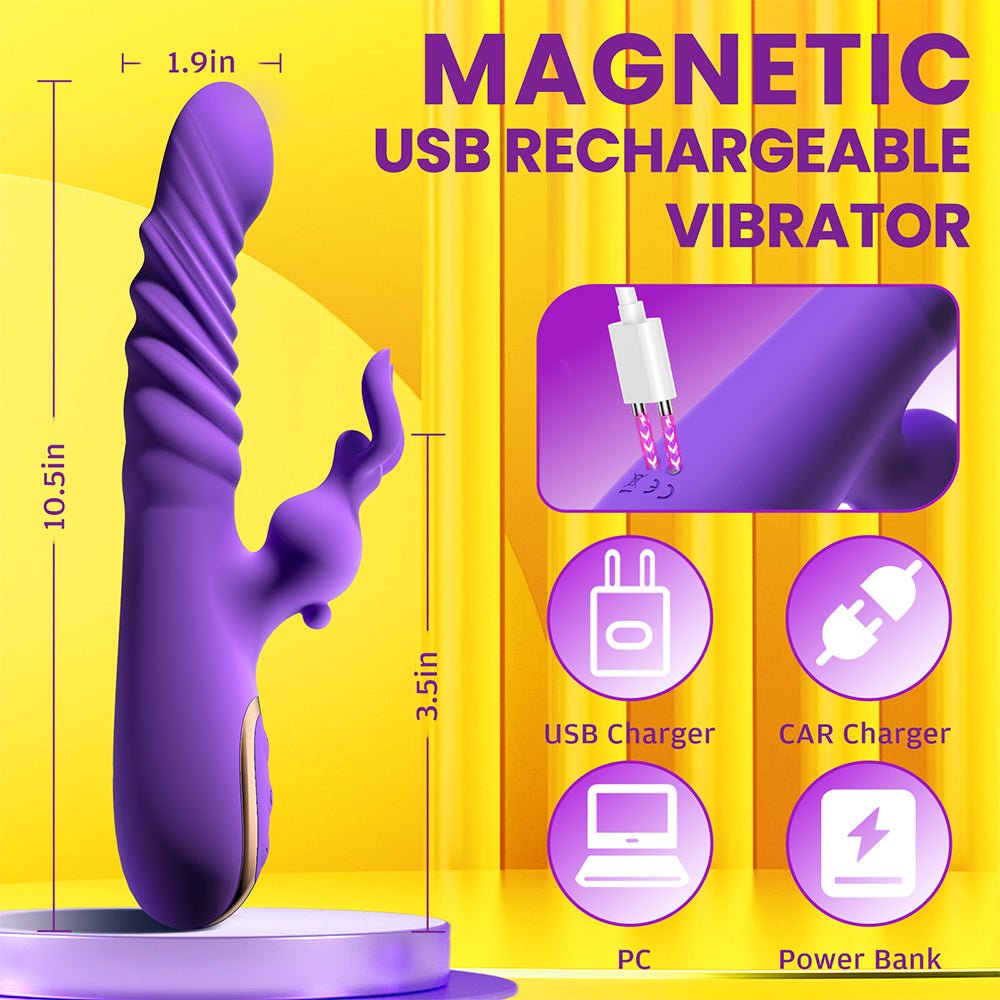 Rabbit Dildos for Clitorial Anal Stimulation,3 in 1 G spot Vibrators Dildo with 6 Twisting & 6 Vibrating Modes