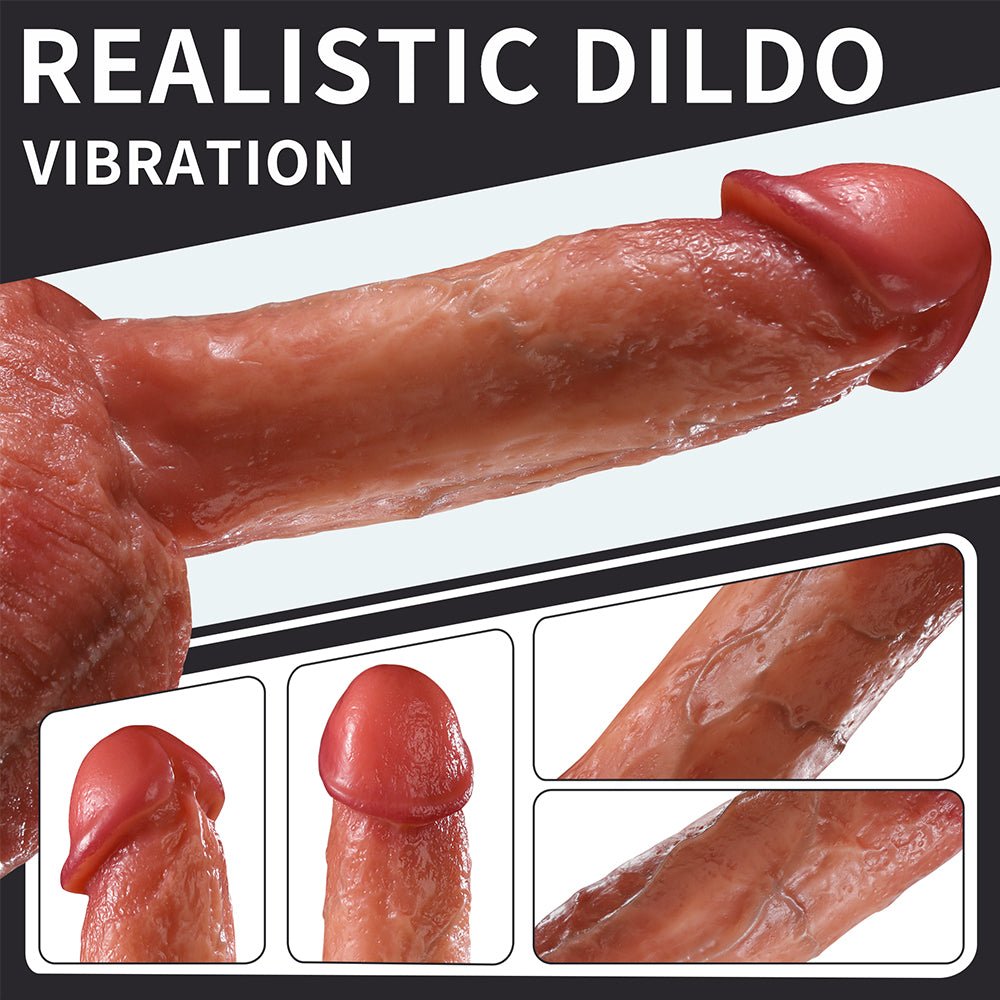 Realistic Thrusting Vibrator Dildo with Heating & Strong Suction Cup - 8 Modes, Big Testicles