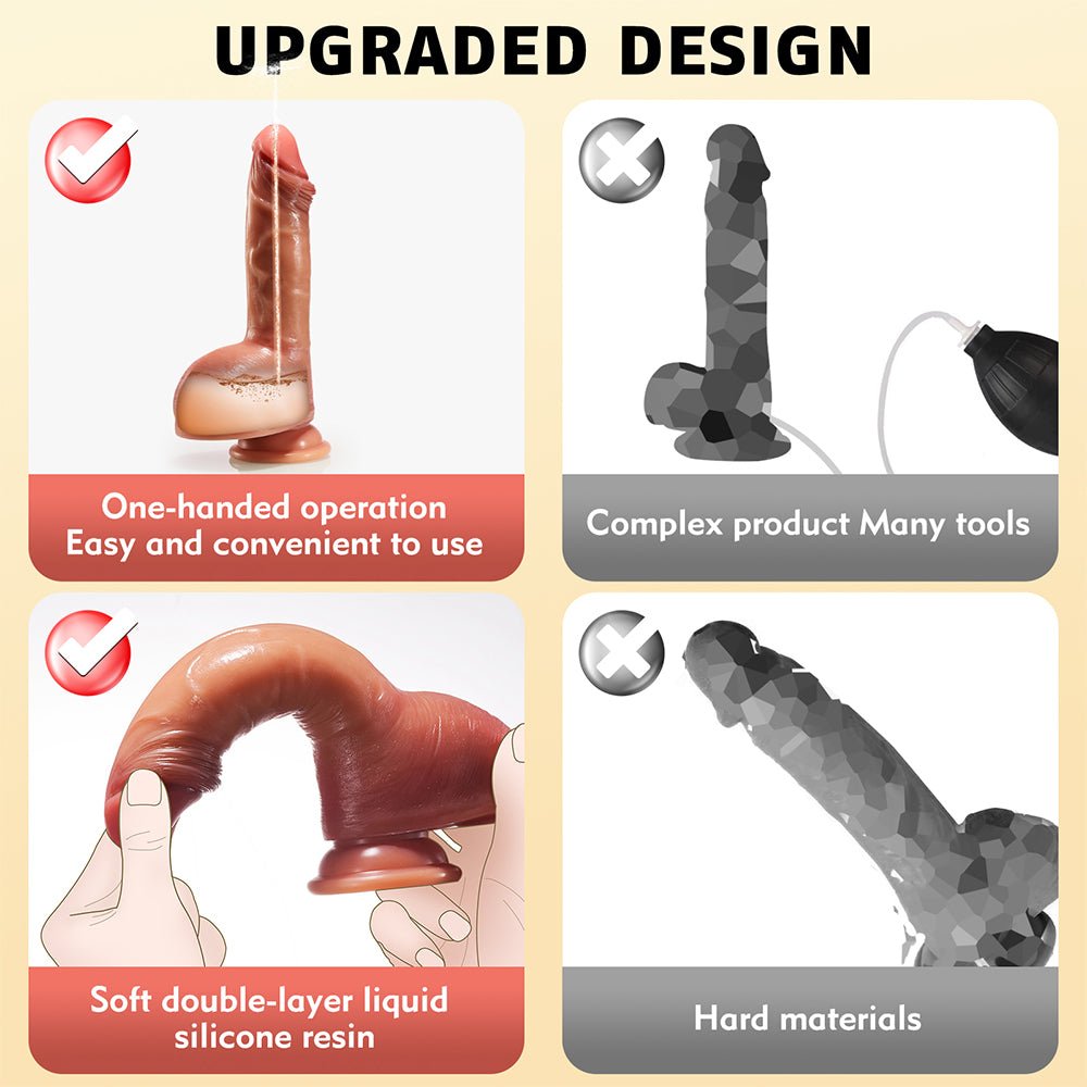 Realistic Squirting Dildo for Women 8.3'' Soft Silicone Ejaculating Dildos with Strong Suction Cup
