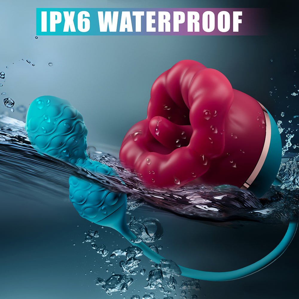 Sex Rose Big Mouth Vibrator - 9 Tongue Licking & 6 Thrusting G Spot Dildo