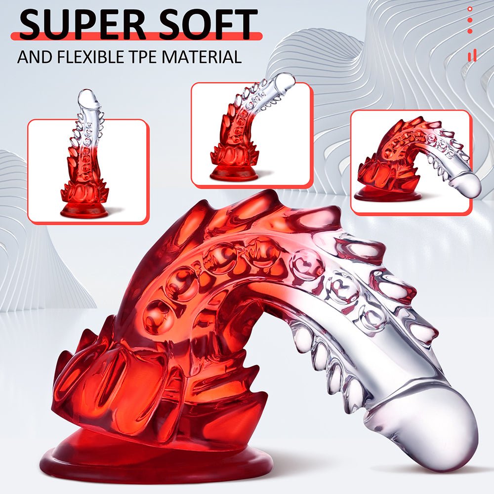 Clear Monster Dildo - 8.8 Inch Realistic G-spot Toy with Suction Cup for Hands-Free Pleasure. Ideal for Adults, Women, Men, and Couples