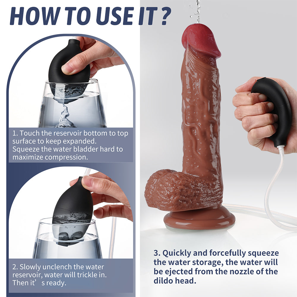 Realistic Squirting Dildo Ejaculating Penis for Beginners with Strong Suction Cup for Hands-Free Play