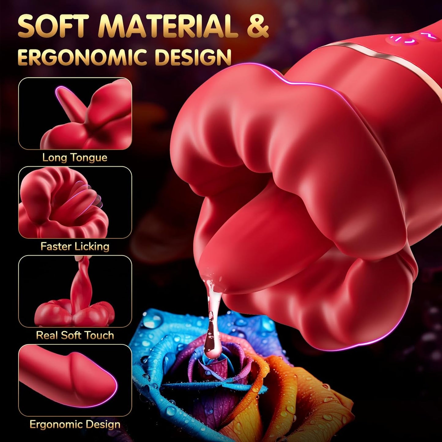 Rose Vibrator 10 Tongue Licking & Vibration Modes