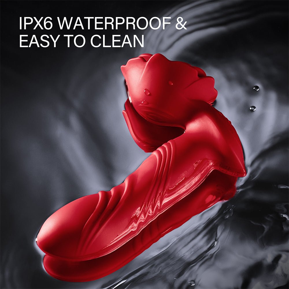 Thrusting Prostate Massager Rose Toy Vibrator - 2 in 1 Anal Plug Vibrators Sex Toys