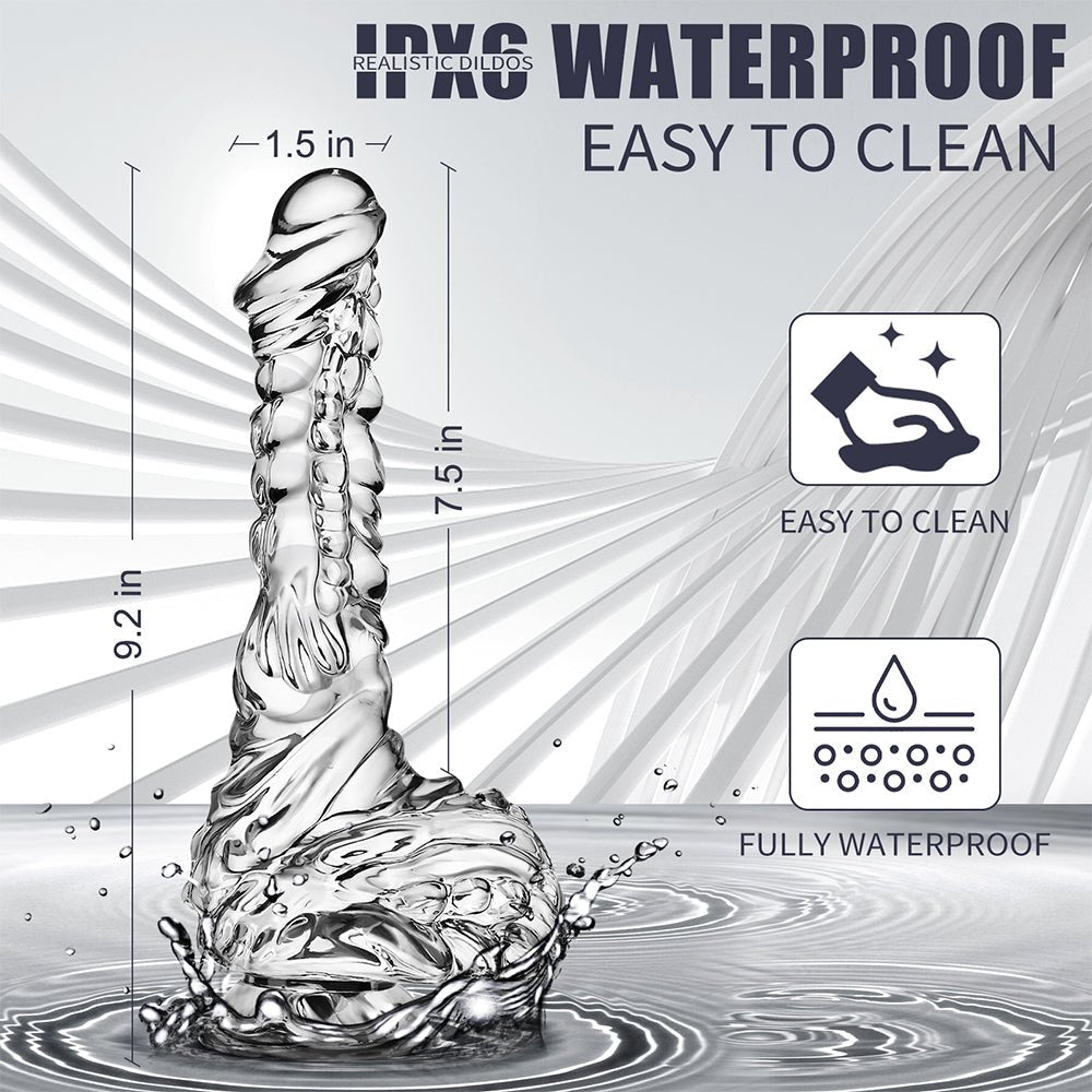 LPJXVU 9 Inch Clear Realistic Dildo, Bad Dragon Dildo with Soft Material and Powerful Suction Cup