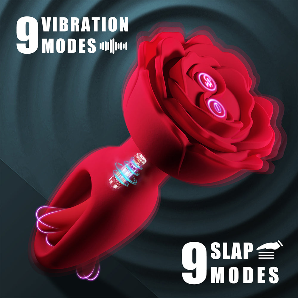 Vibrating Anal Plug Sex Toys - Rose Butt Plug Anal Toys with 9 Vibration & Flapping Modes Remote Control