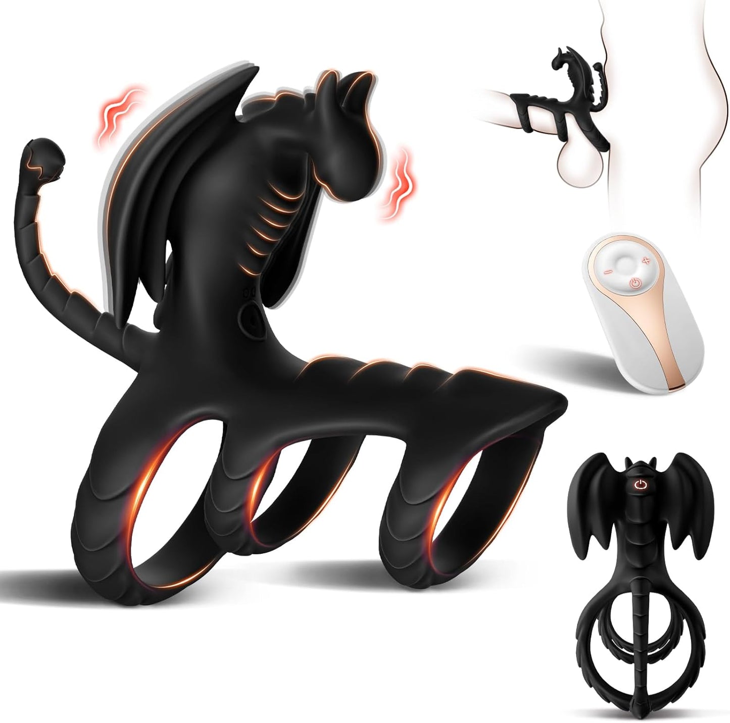 Vibrating Cock Ring Sex Toy for Men - Dragon-Shaped Penis Ring with 10 Vibration Modes for Stronger Erections, Adult Sex Toy for Couples