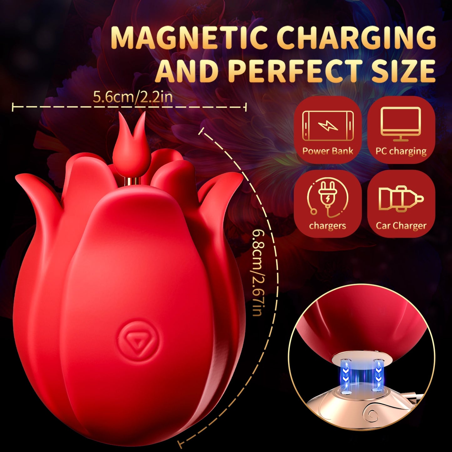 Electric Tongue-Licking & Vibrating Vibrator for Women – Maple Red, ABS & Silicone, IPX6