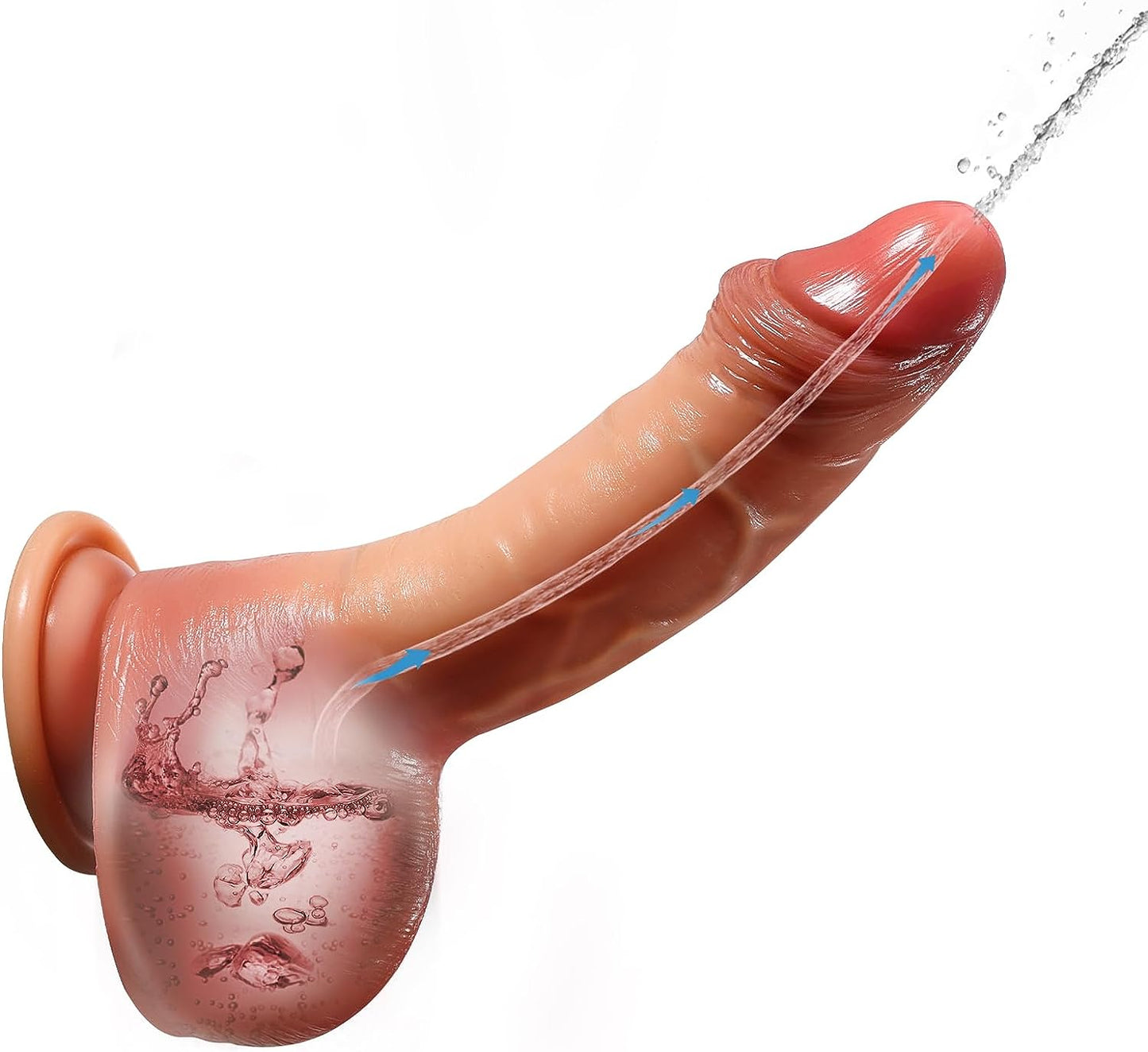 Realistic Squirting Dildo for Women 8.3'' Soft Silicone Ejaculating Dildos with Strong Suction Cup