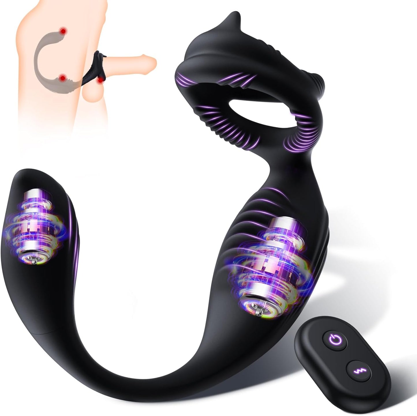 Remote Control 4-in-1 Vibrating Cock Ring & Prostate Massager with Anal Plug