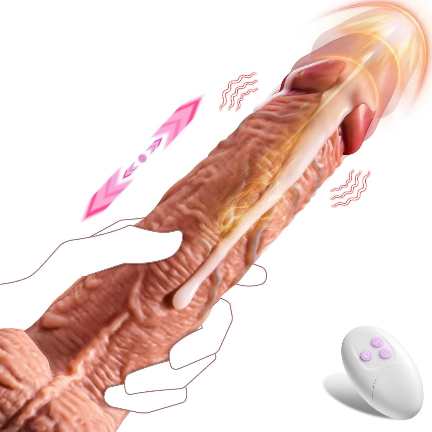 Thrusting Dildo Vibrator with Heating & Suction Cup – 8 Thrusting & Vibrating Modes