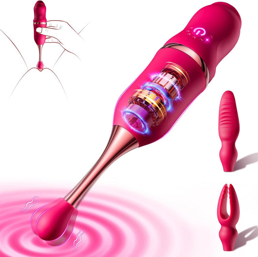 Clitoral Female Vibrators Sex Toy - 3 in 1 Vibrator Wand Silicone Heads with 7 Quiet Vibration Modes Precision Targeted for Dildo Nipple Anal G Spot Vibrator,Adult Sex Toys for Women Couples