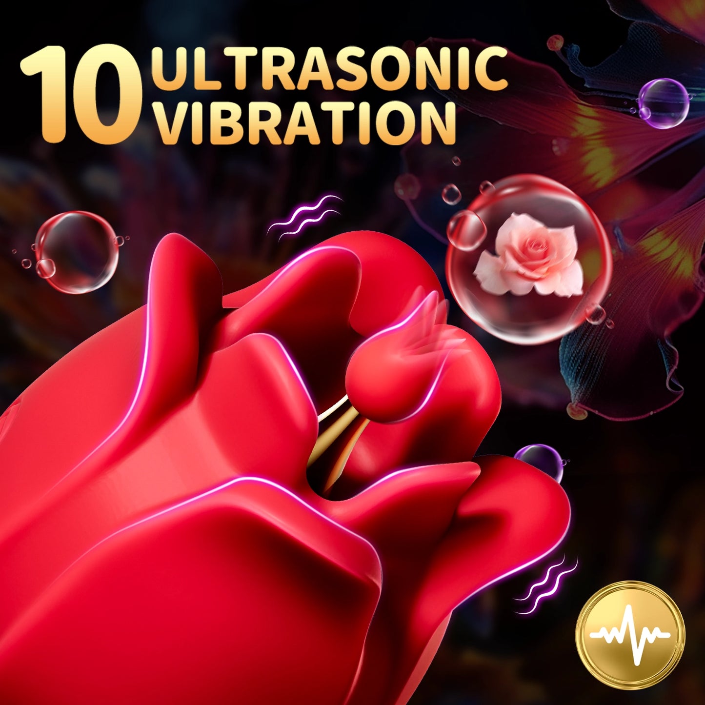 Electric Tongue-Licking & Vibrating Vibrator for Women – Maple Red, ABS & Silicone, IPX6